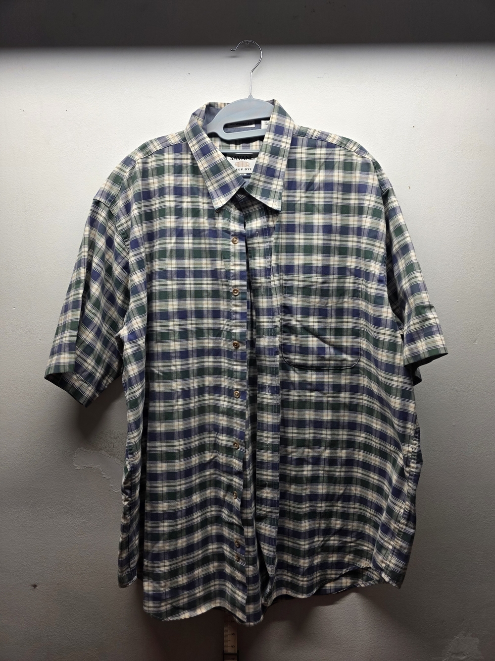 Savane Short-Sleeve Plaid Button-Down Shirt - Blue & Green